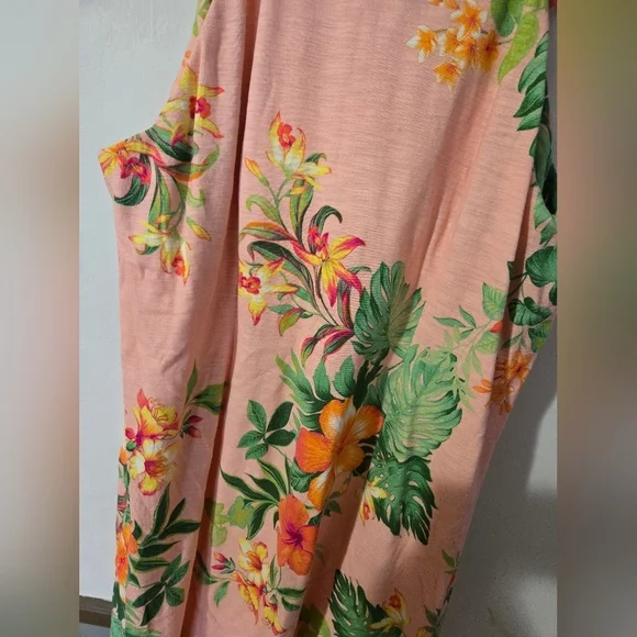 Tommy Bahama Tropical Floral Dress Womens Large Pink Sleeveless V-Neck Summer - Picture 4 of 5